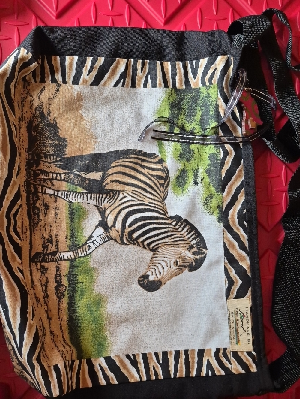 Zebra Print Canvas Tote Bag - Black Handcrafted In South Africa